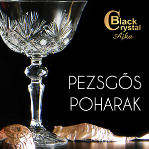 Black Crystal pezsgők poharak, kelyhek Ajkáról