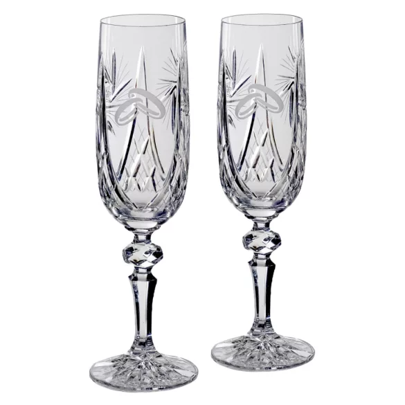 Victoria * Kristall Kristall-Champagner-Set für Hochzeit (2 Stk.) (MGyű17198)