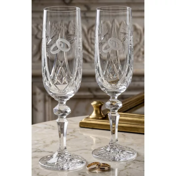 Victoria * Kristall Kristall-Champagner-Set für Hochzeit (2 Stk.) (MGyű17198)