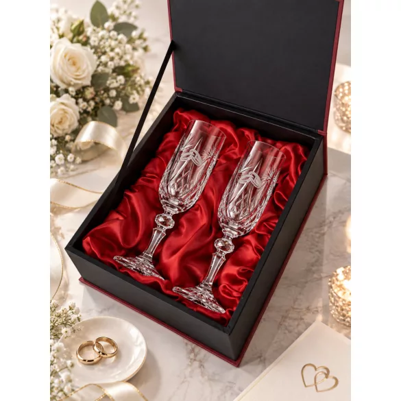 Victoria * Kristall Kristall-Champagner-Set für Hochzeit (2 Stk.) (MGyű17198)