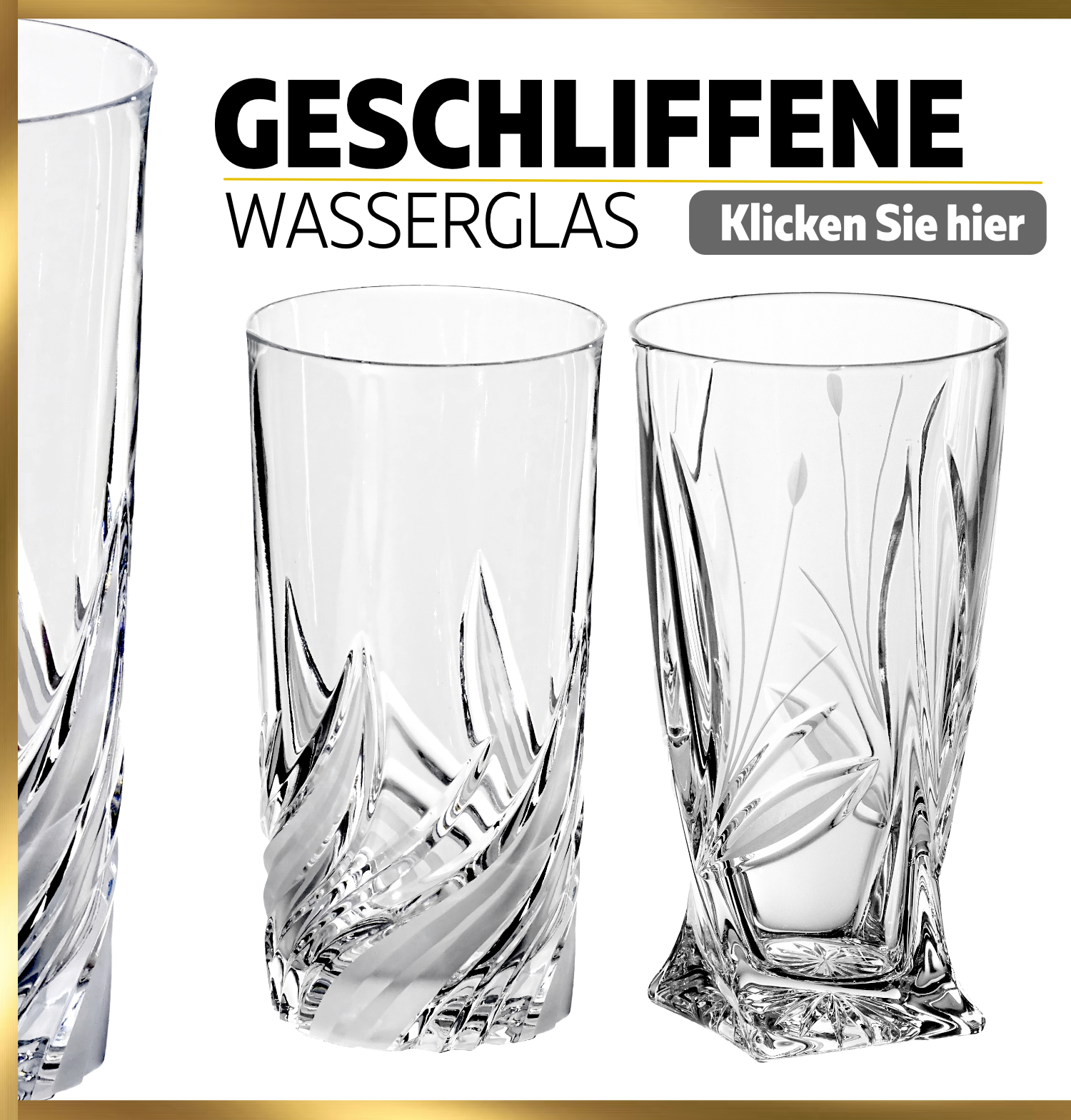 Geschliffen Kristall Wassergläser